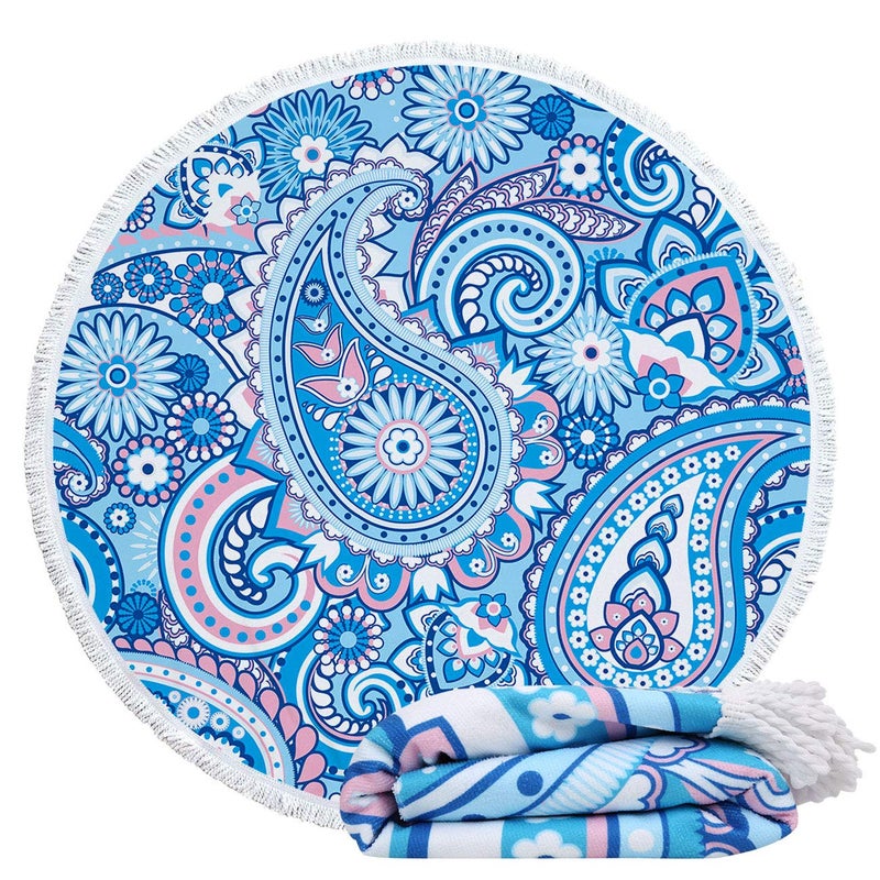 Violet Mist Microfiber Beach Towels Oversized Round Hawaiian Beach Blanket Sand Free Quick Dry Hippie Boho Circle Bath Towel Absorbent Tropical Meditation Rug Yoga Mat Throw Fringe Tapestry 60" TF - Image 2